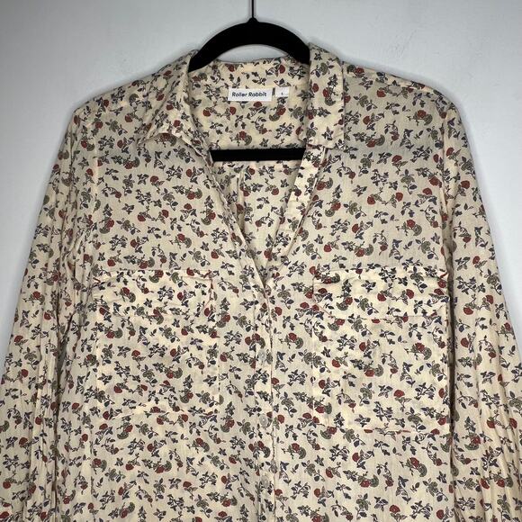 Roller Rabbit Floral Long Sleeve Blouse Size Small - Picture 5 of 7